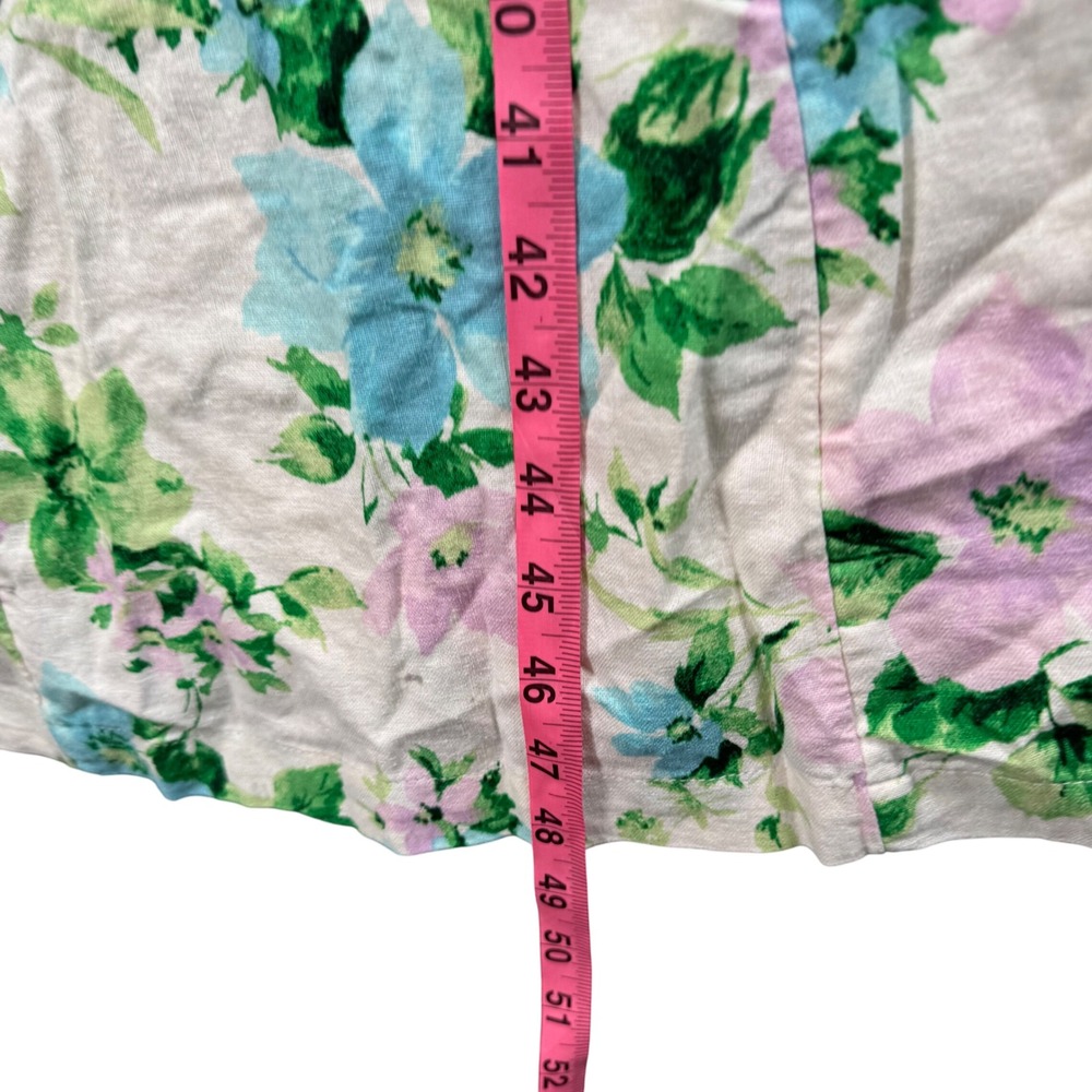Cottagecore Floral Midi Sundress Prairie Garden Party Linen Blend‎ Smocked NWT L - Picture 7 of 12